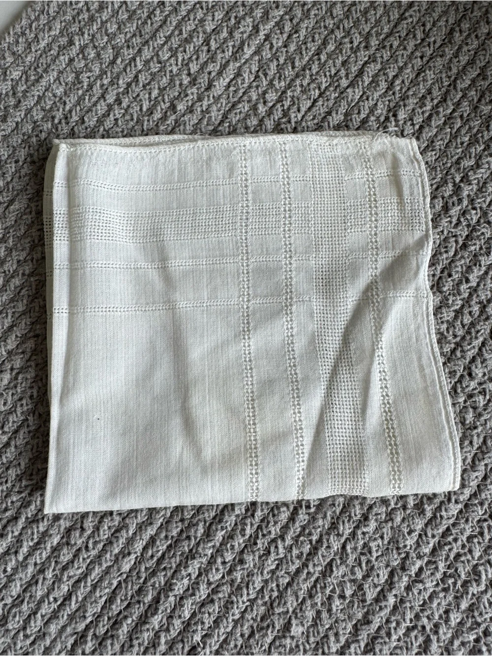 Vintage Set of 12 Floral Embroidered White Ivory Floral Linen Cotton Napkins